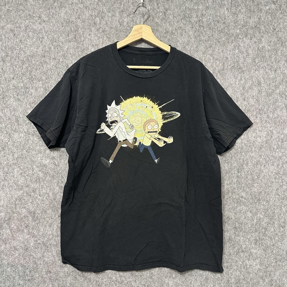 Rick & Morty T-Shirt XL Black Portal Graphic Tee Cartoon Network Adult